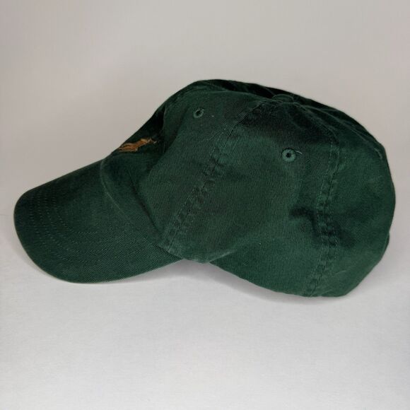 VTG Polo Ralph Lauren Hat Leather Strap Mens One Size Green Embroidered Pony - Picture 4 of 8